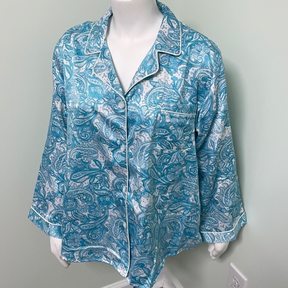 Miss Elaine Women Paisley Button Up Pajama Set LG